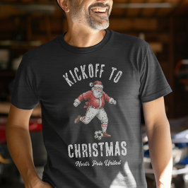 Voetbal Kerstman “Kickoff to Christmas” Kerstfeest Tri-Blend Shirt