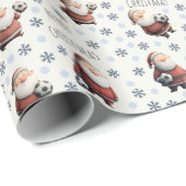 Voetbal Kerstman op Ivoor Cadeaupapier (Rol Hoek)