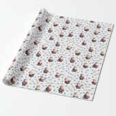 Voetbal Kerstman op Wit Cadeaupapier (Uitgerold)