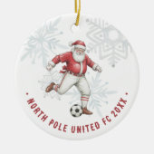 Voetbal Kerstman Persoonlijke Foto Keramisch Ornament (Voorkant)