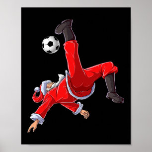Voetbal Kerstman Santa Fietskick Kerstmis Jongens  Poster