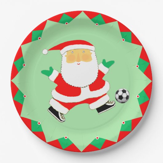 Voetbal Kerstmis feestdag Papieren Bordje (Voorkant)