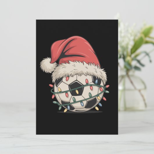 Voetbal Kerstmis Kerstman Hoed Kerst Sport Feestdagenkaart (Staand voorkant)