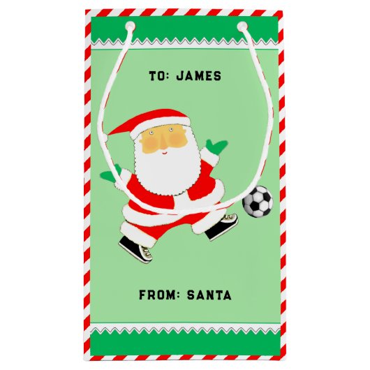 Voetbal Kerstmis Kleine Gift Bag Klein Cadeauzakje (Achterkant)