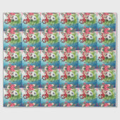 Voetbal Kerstmis met de Kerstman spelen bal Oorlog Cadeaupapier (Vlak)