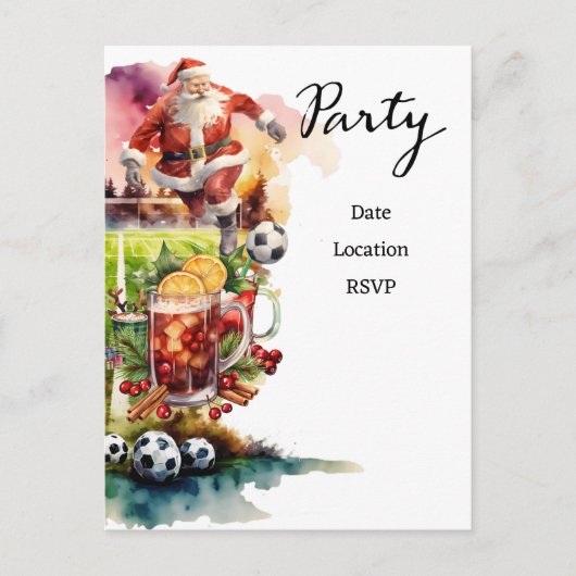 Voetbal Kerstmis met Kerstman spelen bal Briefkaart (Voorkant)