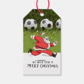 Voetbal Kerstmis met Kerstman spelen bal Cadeaulabel (Voorkant)