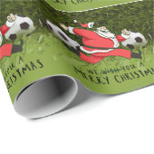 Voetbal Kerstmis met Kerstman spelen bal Cadeaupapier (Rol Hoek)