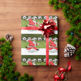 Voetbal Kerstmis met Kerstman spelen bal Cadeaupapier