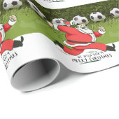 Voetbal Kerstmis met Kerstman spelen bal Cadeaupapier (Rol Hoek)