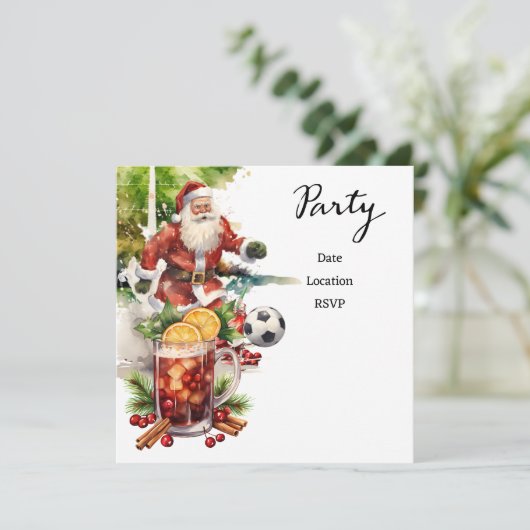 Voetbal Kerstmis met Kerstman spelen bal Kaart (Staand voorkant)