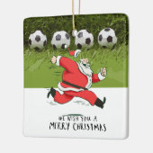 Voetbal Kerstmis met Kerstman spelen bal Keramisch Ornament (Links)