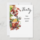 Voetbal Kerstmis met Kerstman spelen bal Save The Date (Voorkant)