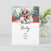 Voetbal Kerstmis met Kerstman spelen bal Save The Date (Staand voorkant)