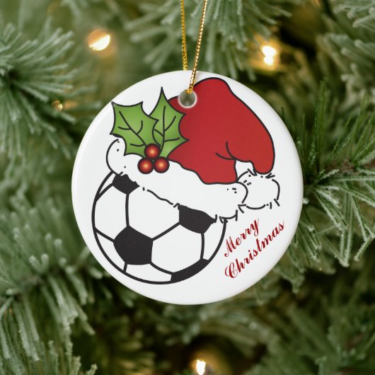 Voetbal Kerstmis Pet kerstmis Keramisch Ornament (Boom)