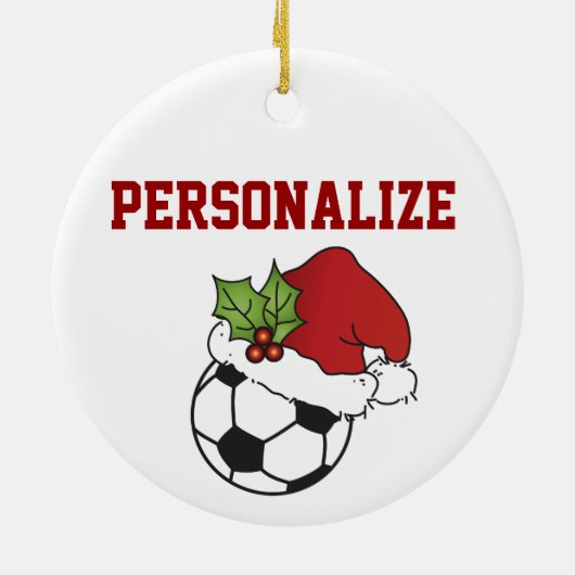 Voetbal Kerstmis Pet kerstmis Keramisch Ornament (Achterkant)