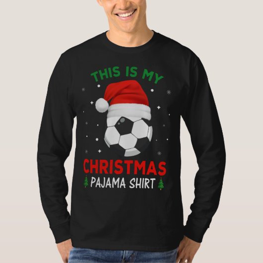 Voetbal Kerstmis Pyjama Santa Hat T-shirt (Voorkant)