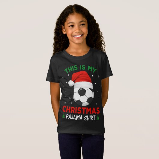 Voetbal Kerstmis Pyjama Santa Hat T-shirt (Voorkant volledig)