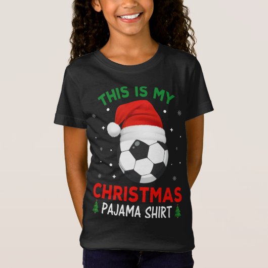 Voetbal Kerstmis Pyjama Santa Hat T-shirt (Voorkant)
