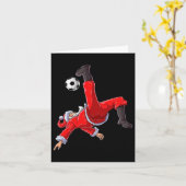Voetbal Kerstmis Santa Fiets Kick Xmas Boys Mannen Kaart (Gele Bloem)