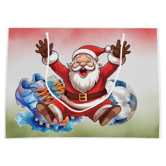 Voetbal Kerstmis thema Grote Gift Bag Groot Cadeauzakje (Voorkant)