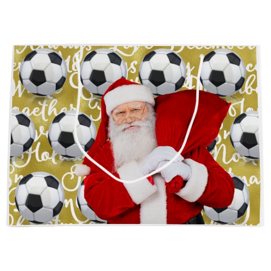 Voetbal Kerstmis thema met Sinterklaas Groot Cadeauzakje (Voorkant)