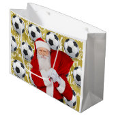 Voetbal Kerstmis thema met Sinterklaas Groot Cadeauzakje (Voorkant Gekanteld)