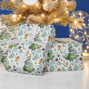 Voetbal Kerstmis thema voor Cat Lover Cadeaupapier