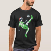 Voetbal Kerstmis voor mannen met Kerstman hoed en  T-shirt (Voorkant)