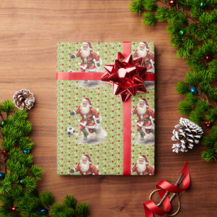 Voetbal Kerstthema voor Speler met bal Cadeaupapier