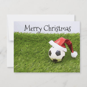 Voetbal Kerstvakantie Kaart met football Santa