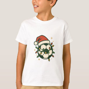 Voetbal Kerstverlichting Kerstman Hoed Grappig  T-shirt