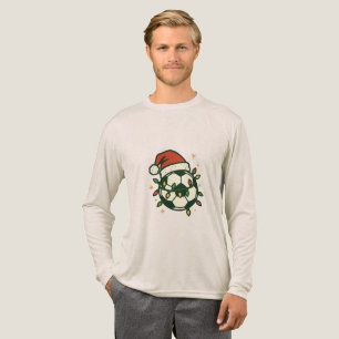 Voetbal Kerstverlichting Kerstman Hoed Grappig  Tri-Blend Shirt
