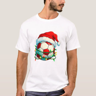 Voetbal Kerstverlichting Kerstman T-shirt