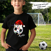 Voetbal Kerstverlichting Santa Hoed Childs Naam T-shirt