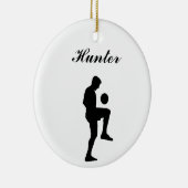 Voetbal kerstversiering (mannelijk) keramisch ornament (Rechts)