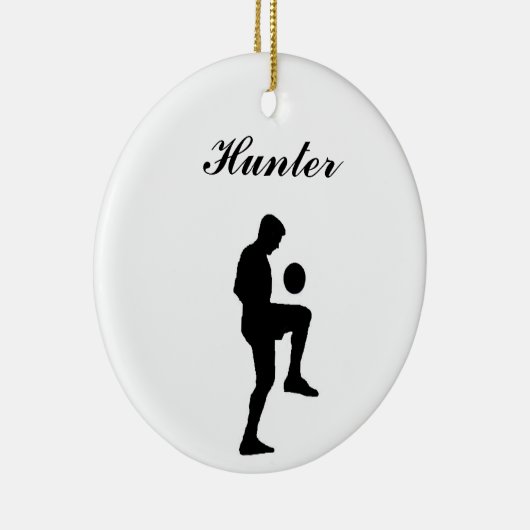 Voetbal kerstversiering (mannelijk) keramisch ornament (Rechts)