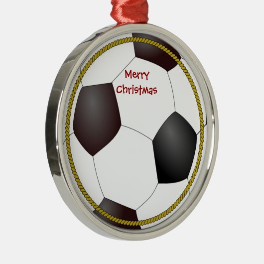 voetbal kerstversiering metalen ornament (Rechts)