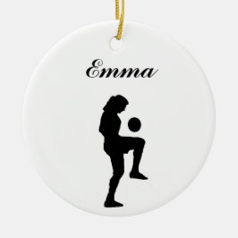 Voetbal kerstversiering (vrouw) keramisch ornament