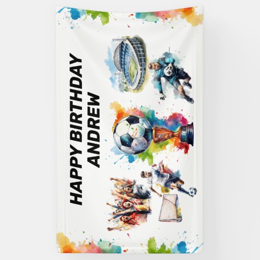 Voetbal Kids Verjaardagsfeestbanner Spandoek (Verticaal)