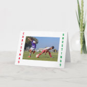 Voetbal Kinder 3 Foto Kerstmis Kaart (Voorkant)