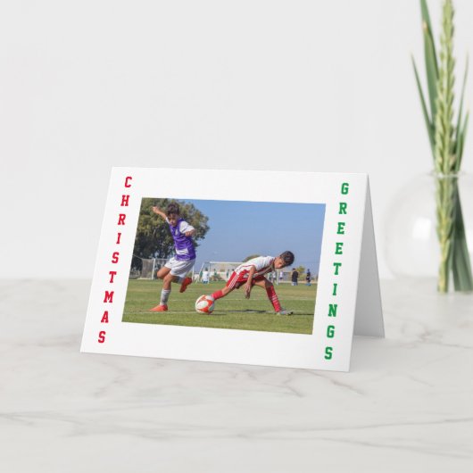 Voetbal Kinder 3 Foto Kerstmis Kaart (Voorkant)