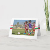 Voetbal Kinder 3 Foto Kerstmis Kaart (Achterkant)