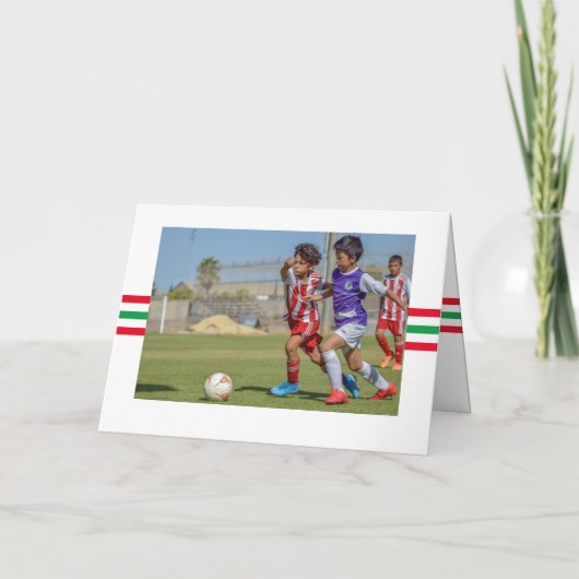 Voetbal Kinder 3 Foto Kerstmis Kaart (Achterkant)