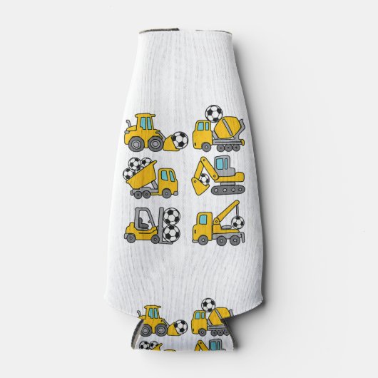 Voetbal Kinder Football Bouwwagens Flesjeskoeler (Voorkant)