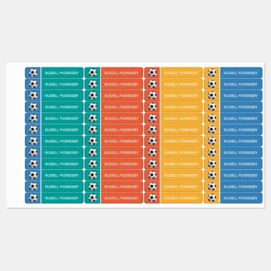 Voetbal Kinder naam kleurrijk Labels (Vel)