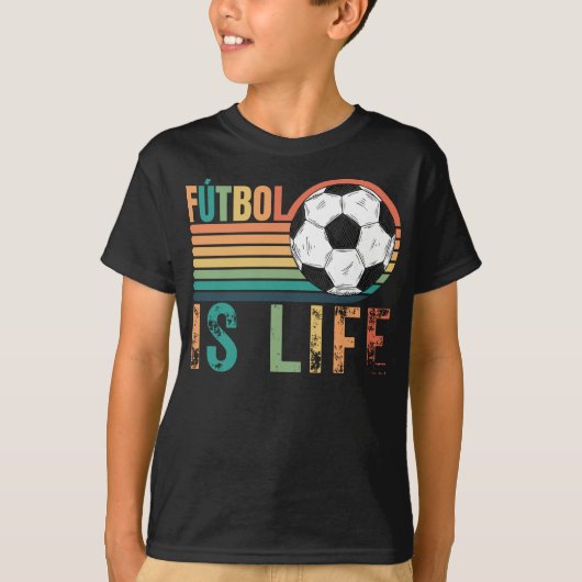 Voetbal kinder overhemden, Retro Style Futbol is h T-shirt (Voorkant)