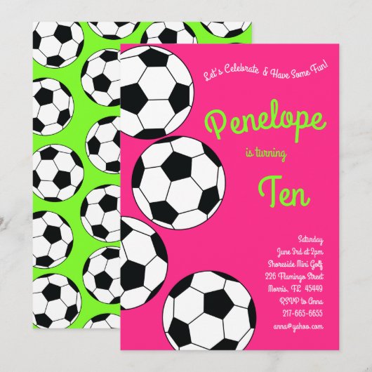 Voetbal kinderen Birthday Sportroze meisjes Kaart (Voorkant / Achterkant)