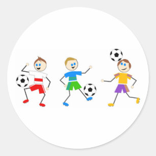 Voetbal Kinderen Ronde Sticker