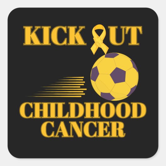 Voetbal Kinderkanker Bewustzijn Kick It Out Vierkante Sticker (Voorkant)